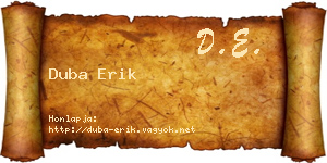 Duba Erik névjegykártya